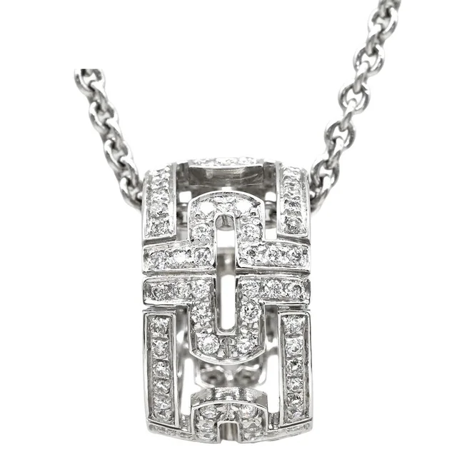Bvlgari Necklace Open Parentesi Diamond White Gold Pendant 18K Full Pave in White from The Reluxe