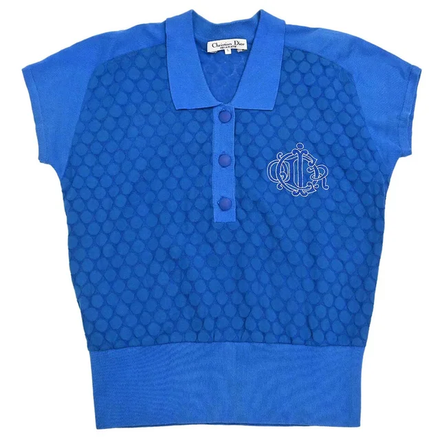 Dior Short Sleeve Polo Shirt Top Blue #L in Blue from AMORE Vintage Tokyo