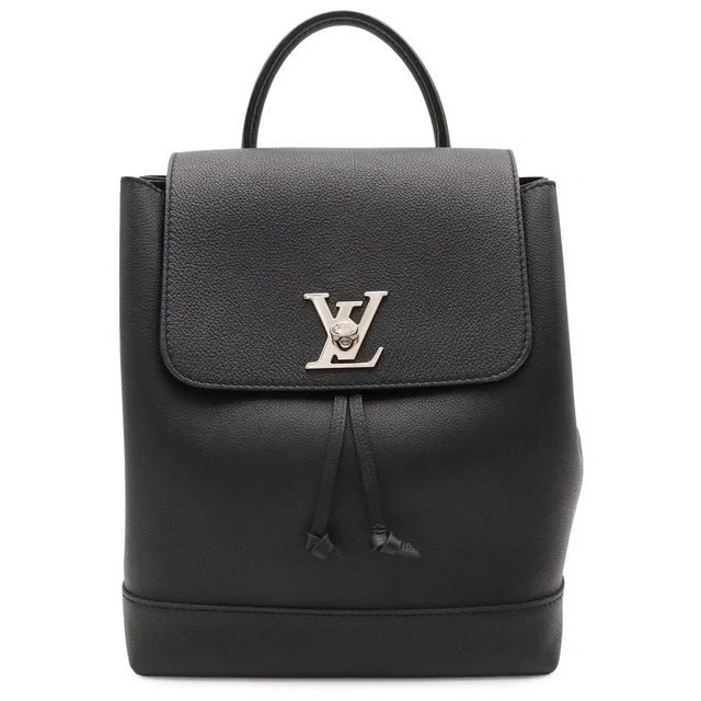 Louis Vuitton Lockme Backpack Turnlock Calfskin Noir Black Silver in Black Calfskin from The Reluxe