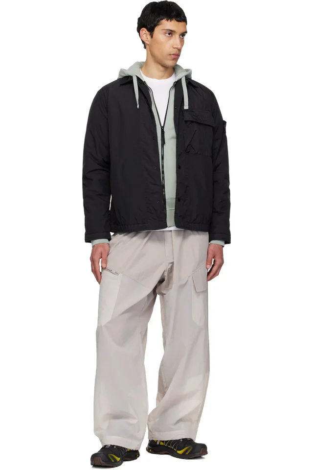 Stone Island Black 1200002 Garment Dyed Crinkled Reps Shirt Jacket, photo 5 of 5 from SSENSE