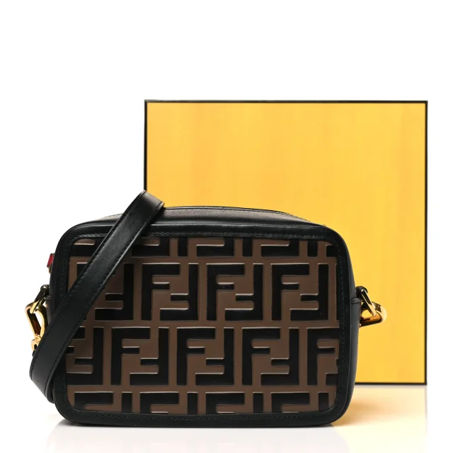 Fendi Vitello Century Bi-Color FF 1974 Embossed Mini Camera Case Maya Black in Black Calfskin from FASHIONPHILE, photo 11 of 11