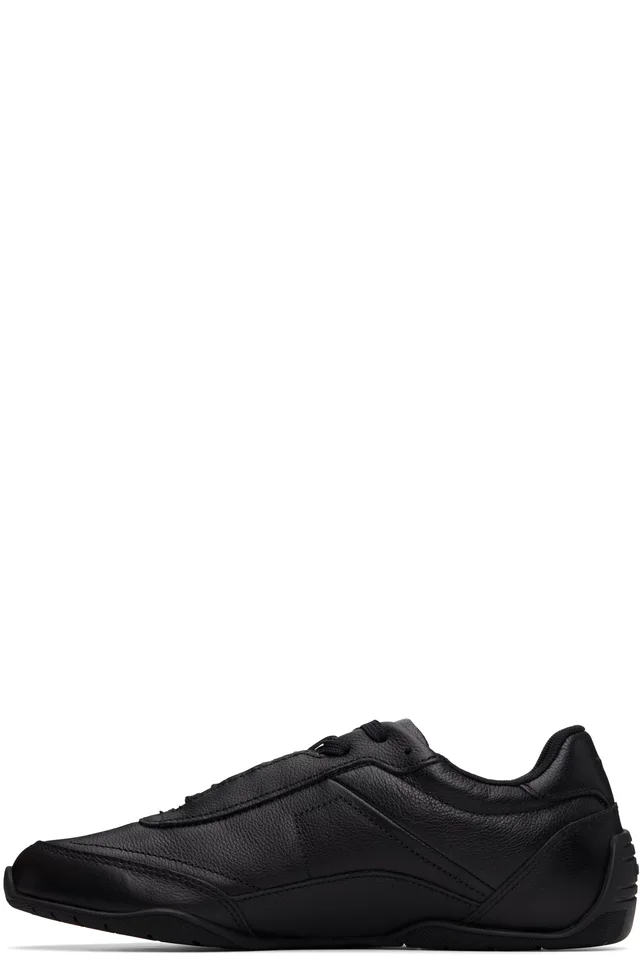 BOSS Black Logo Detail Leather Sneakers, photo 3 of 5 from SSENSE