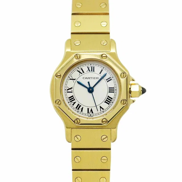 Cartier Santos Octagon SM 750 YG Automatic White Dial Ladies Watch in White from Luxury Promise