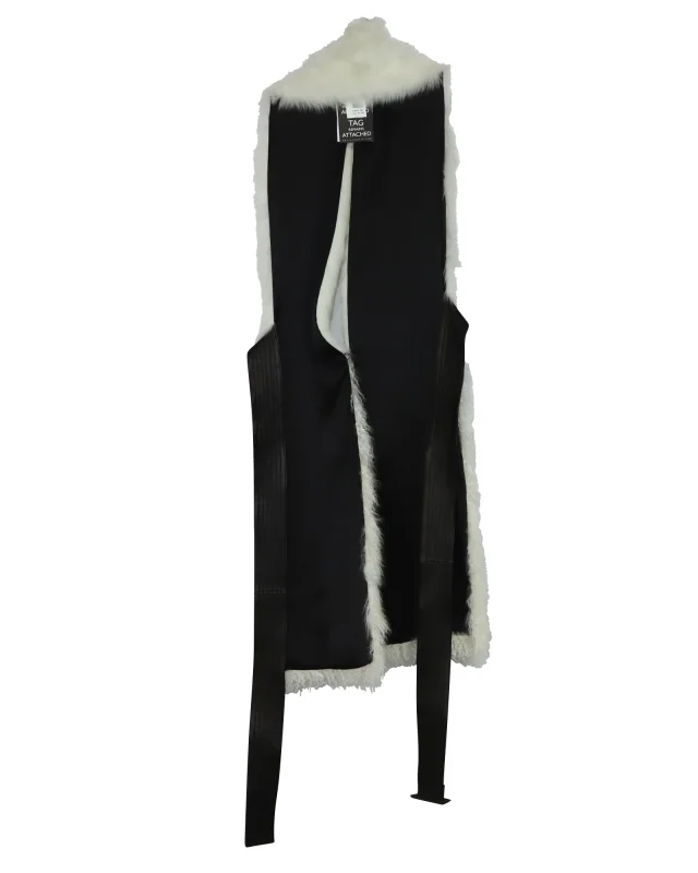Altuzarra Constable Belted Gilet in White Fur in White, photo 4 of 6 from ShopSimon
