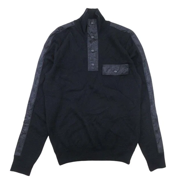 Dior Homme Oblique Kujagado Knit High Neck Sweater Long Sleeve Side Line S Navy in Navy from The Reluxe