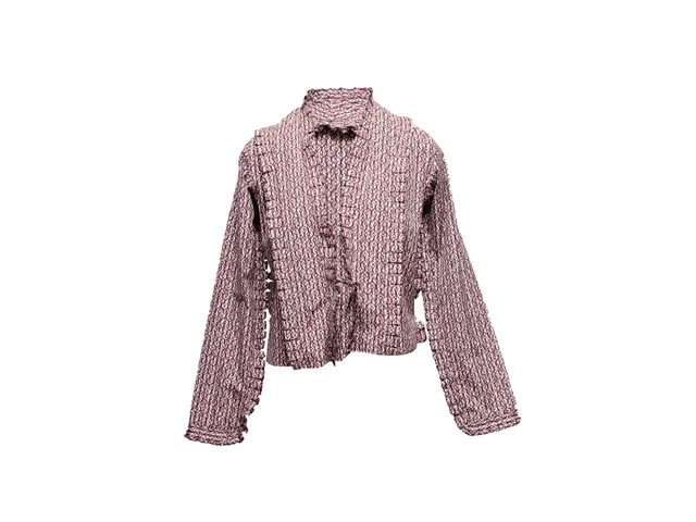 Burgundy & White Alaia Printed Tie-Front Blouse Size IT 40 in White from Designer Revival