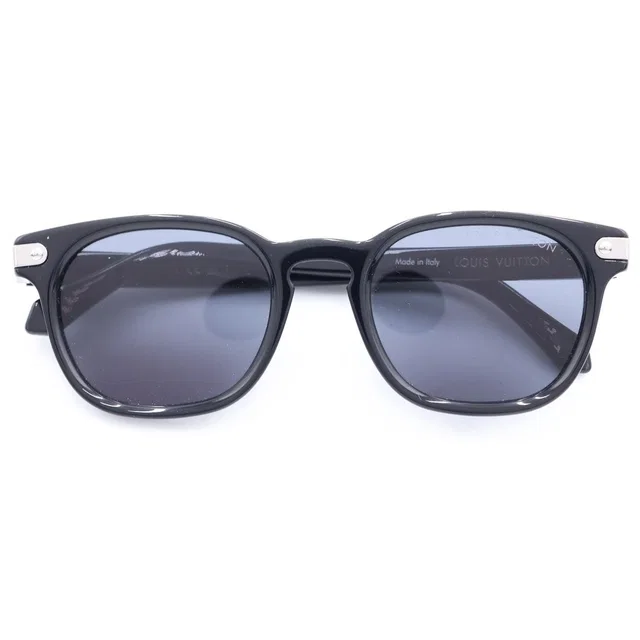 LV Signature Square Round Sunglasses Eyewear Black in Black from The Reluxe