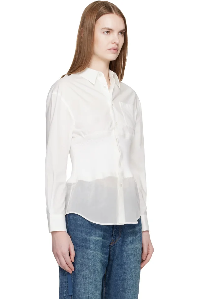UNDERCOVER White Knit Paneled Shirt, photo 2 of 4 from SSENSE