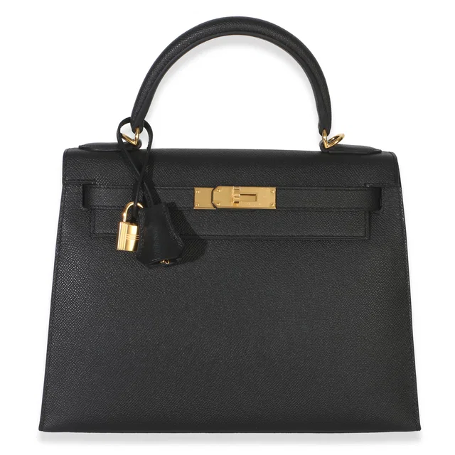 Hermès Black Epsom Sellier Kelly 28 Ghw Leather Handbag in Black Epsom leather from HEWI