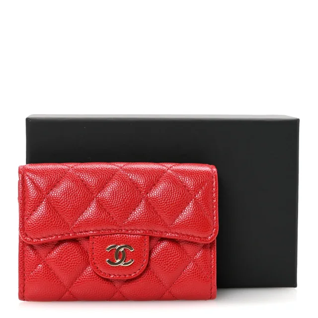 Chanel Caviar Quilted Flap Card Holder Wallet Red in Red Caviar leather from FASHIONPHILE, photo 9 of 9