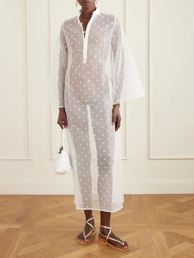CRISTIANO MARCHELI Bianca Swiss-dot organza cover-up in White, photo 2 of 2 from NET-A-PORTER (Canada)