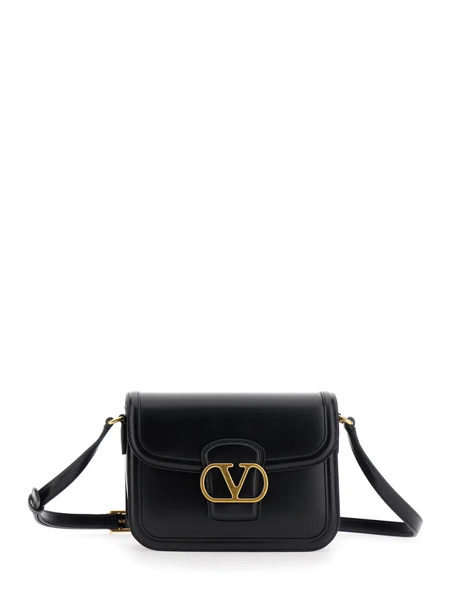 Valentino Garavani Vlogo-Detailed Calf Crossbody Bag — Black in Black Calfskin from HEWI