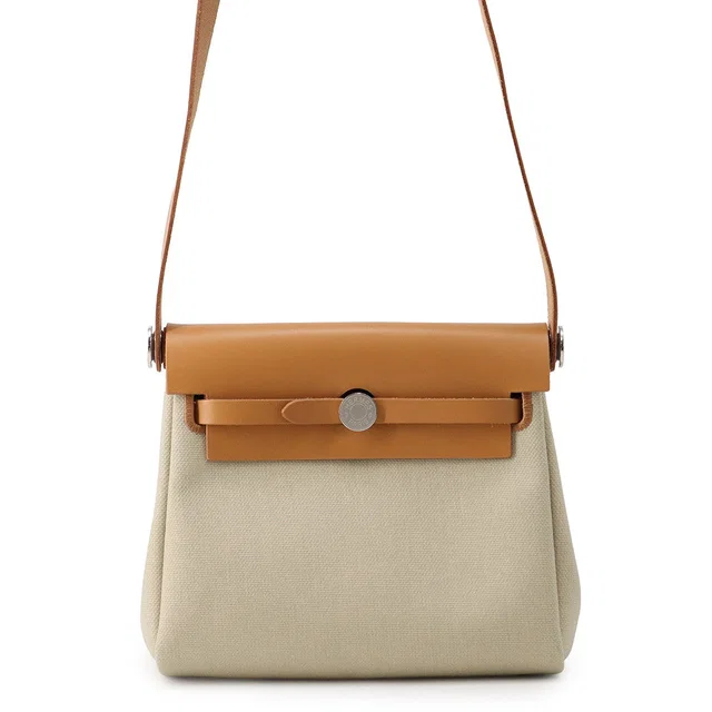 Hermès Herbag zip Natural Sable/Beton Toile H Vache Hunter Leather Size 20 in Beige Leather from GALLERY RARE