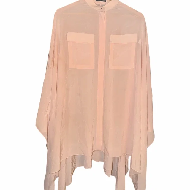 Alexander McQueen 2013 Silk Sheer Batwing Pale Pink Button-Front Top in pink Silk from Poshmark