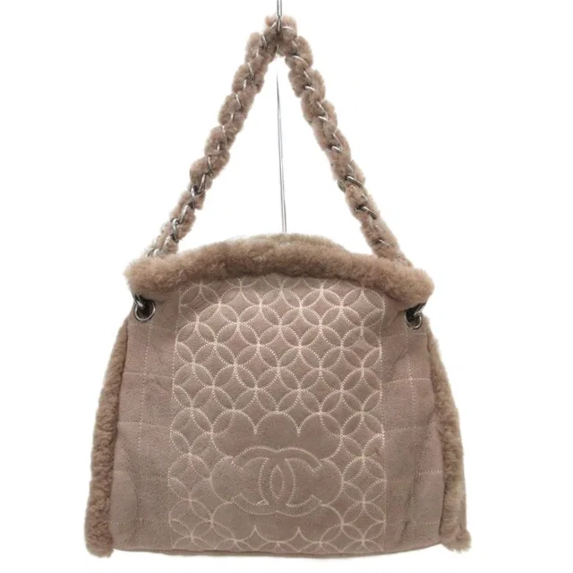 Chanel CC Logo Stitch Shearling Handbag Chain Shoulder Fleece Choco Bar from The Reluxe
