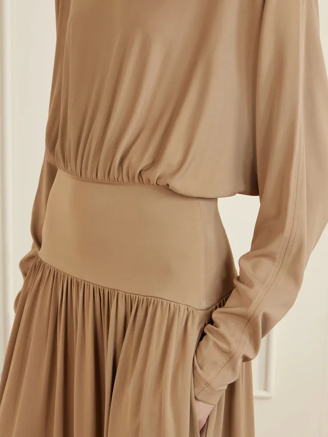 TOTEME Boatneck jersey maxi dress in beige 96% Viscose 4% Elastane, photo 4 of 4 from NET-A-PORTER (Canada)
