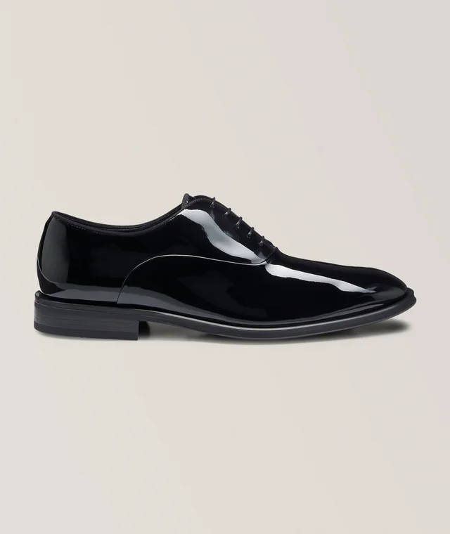 BOSS Patent Faux Leather Oxfords in Black from Harry Rosen, photo 1 of 1