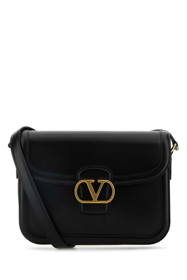 Valentino Garavani Shoulder Bag — Black Calf Leather - Bos Taurus in Black Calfskin from HEWI