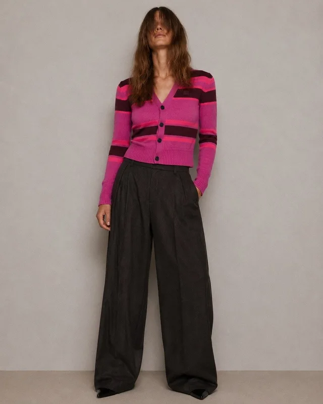 Acne Studios Kimano Wool Cardigan Pink Striped Sweater Face Logo Small in purple|pink Wool from Poshmark