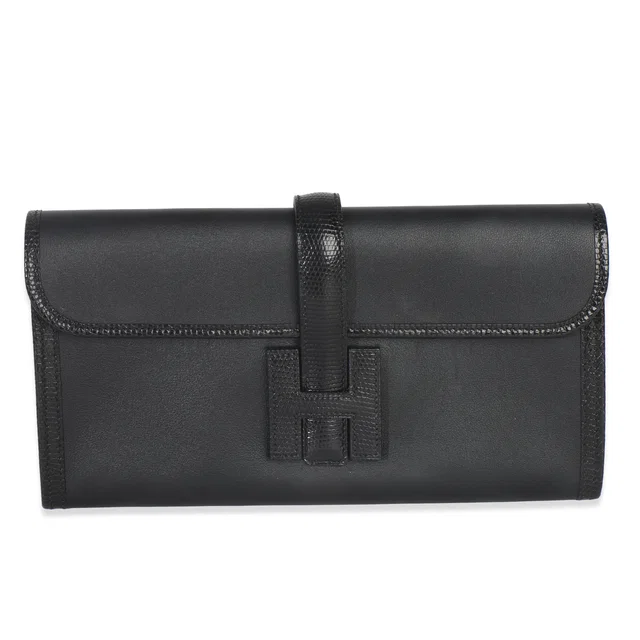 Hermès Black Swift Lizard Jige Elan Touch 29 Leather Handbag in Black Swift leather from HEWI