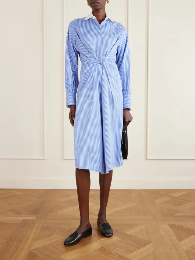 ALTUZARRA Floyd belted striped cotton-poplin midi dress in Blue, photo 2 of 2 from NET-A-PORTER (Canada)