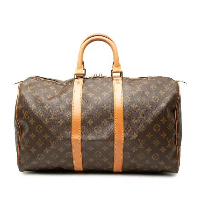 Brown Louis Vuitton Monogram Keepall 45 Travel Bag in Brown Coated canvas from Designer Revival