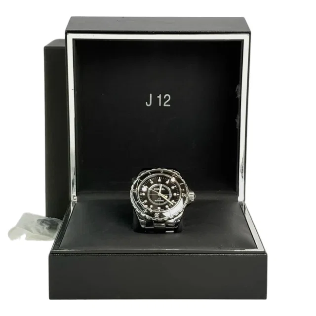 Chanel J12 Diamonds Black Ceramic 38mm Auto Watch in Black Ceramic from Luxury Promise