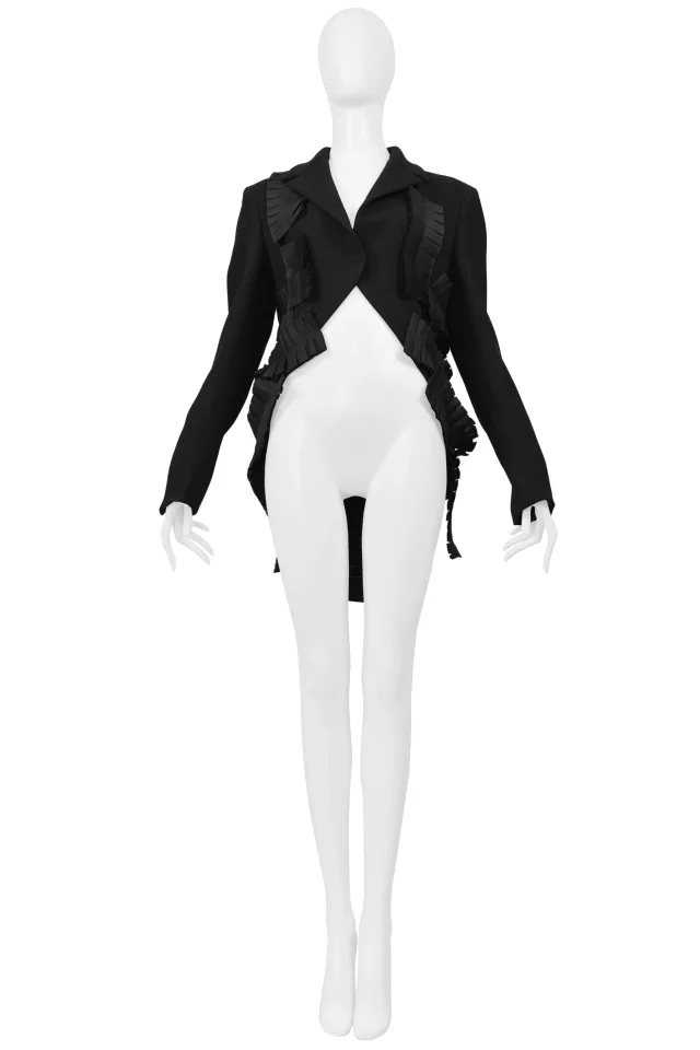 Bottega Veneta Black Fancy Tail Jacket With Pleating 2014 in Black from Resurrection Vintage, photo 5 of 12
