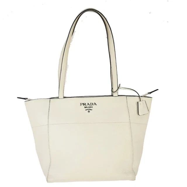 Prada Vintage Tote Leather White Bag in White Leather from HEWI