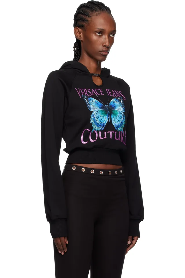 Versace Jeans Couture Black Logo Hoodie, photo 2 of 4 from SSENSE