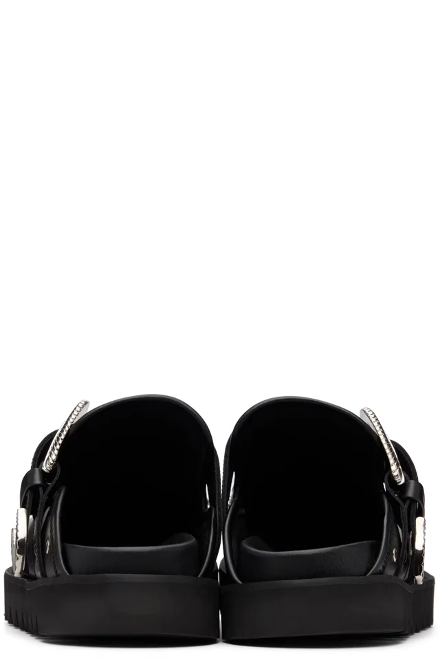 Toga Virilis Black Eyelet Metal Sabot Slip-on Loafers, photo 2 of 5 from SSENSE