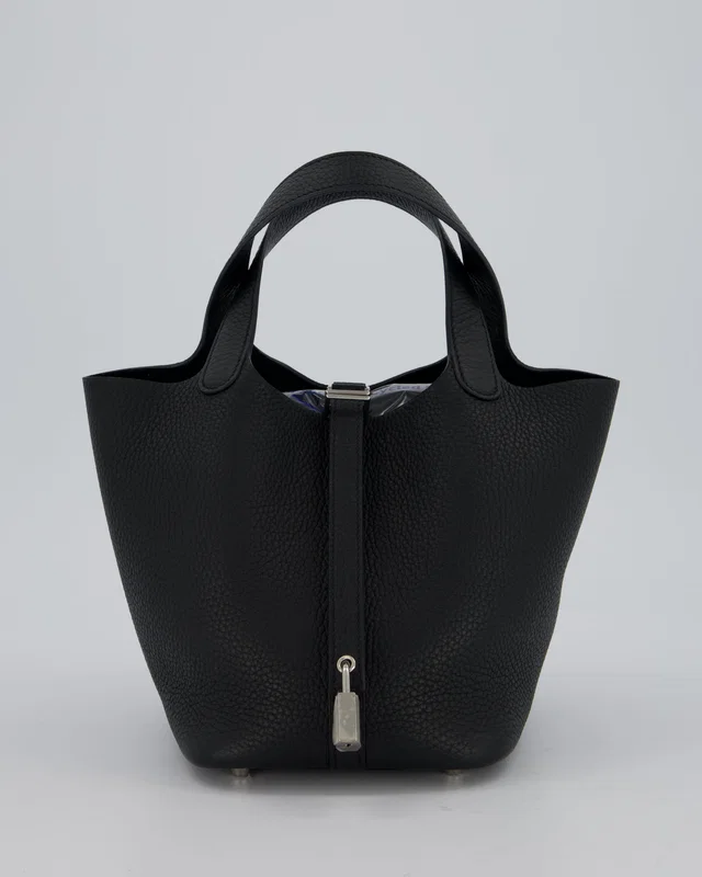 Hermès Picotin Lock 18 Bag in Black Clemence leather from Sellier