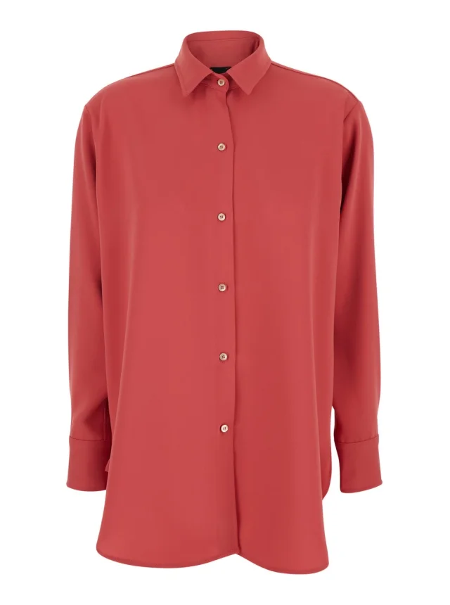 Leplain Red Long-sleeved shirt with classic collar and button closure in fabric woman in Red from Gaudenzi Boutique, photo 1 of 1