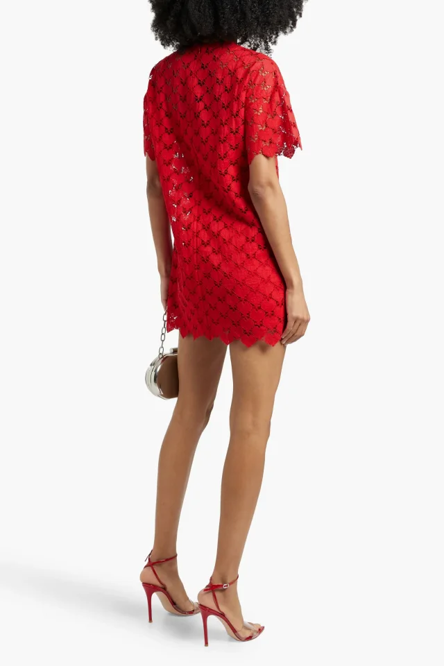 Valentino Garavani Scalloped Lace Mini Dress in Red, photo 3 of 4 from THE OUTNET