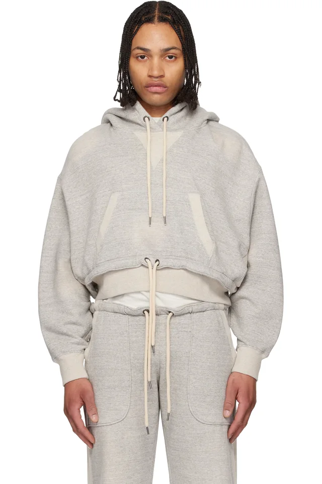 R13 Gray Cinched Hem Popover Hoodie, image 1 of 1 from SSENSE