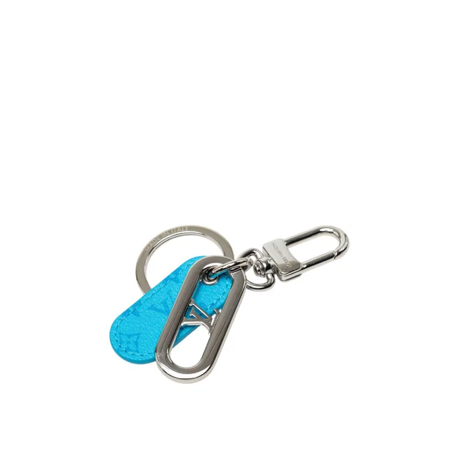 Blue Louis Vuitton Brass LV Signature Bag Charm and Key Holder in Blue from Designer Revival