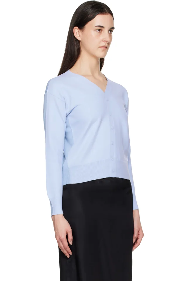 MM6 Maison Margiela Blue Chiffon Overlay Cardigan, photo 2 of 4 from SSENSE