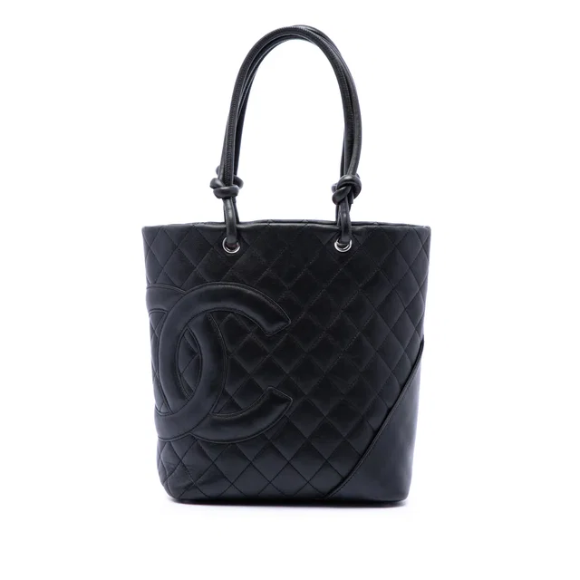 Black Chanel Medium Lambskin Cambon Ligne Tote in Black Lambskin from Designer Revival