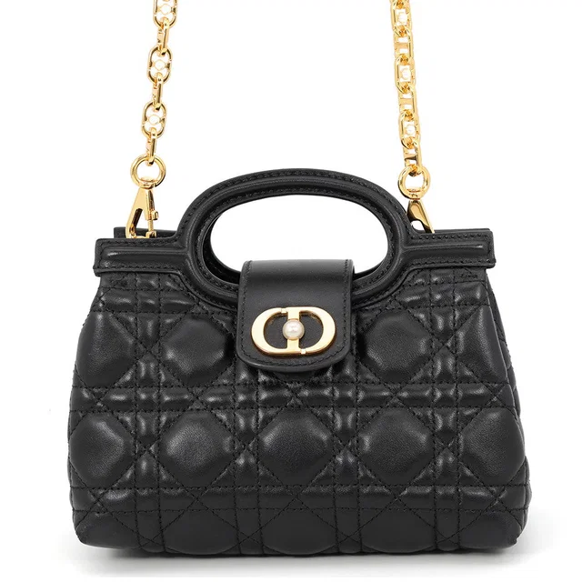 Dior Jolie Top Handle Mini Bag BlackS3123UNJB_M900 Lambskin Faux Pearl in Lambskin from GALLERY RARE