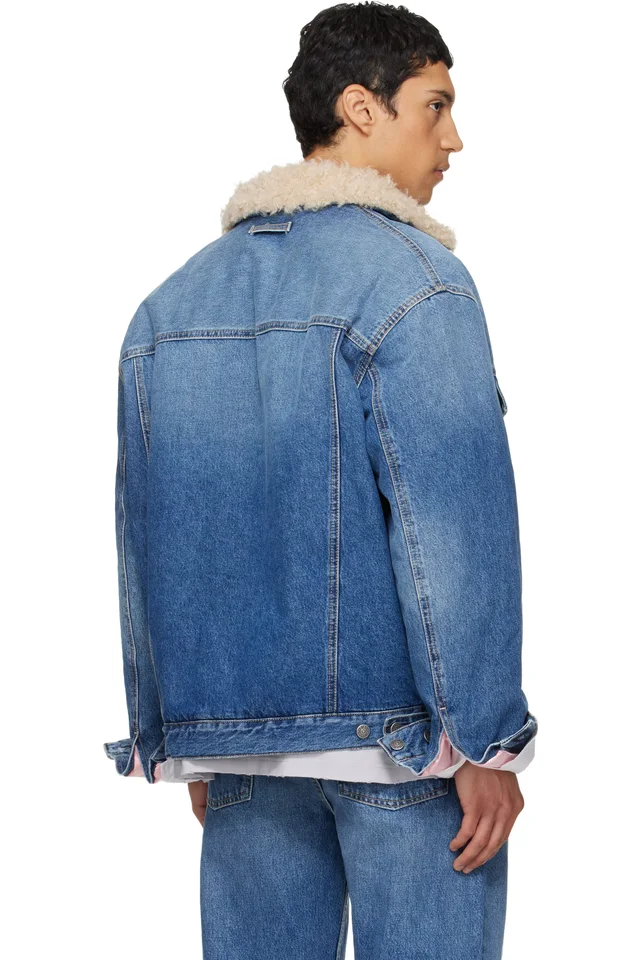Acne Studios Blue Faded Denim Jacket, photo 3 of 4 from SSENSE