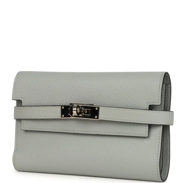 Hermès Medium Fold-Out Kelly Wallet Bleu Glacier Epsom Palladium Hardware in Blue Epsom leather from Madison Avenue Couture, photo 5 of 10