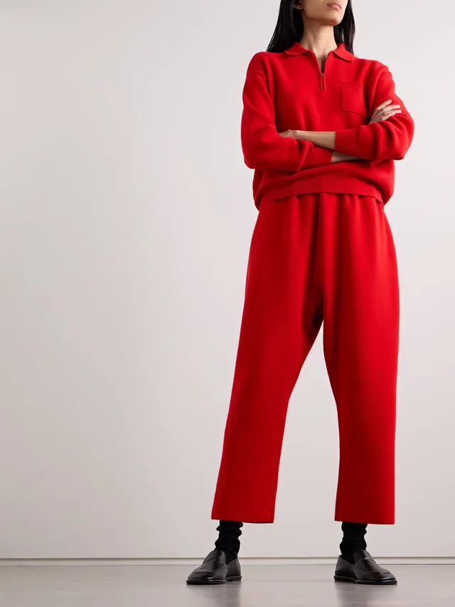 THE ROW Herea cropped cashmere tapered pants in Red, photo 2 of 2 from NET-A-PORTER (Canada)