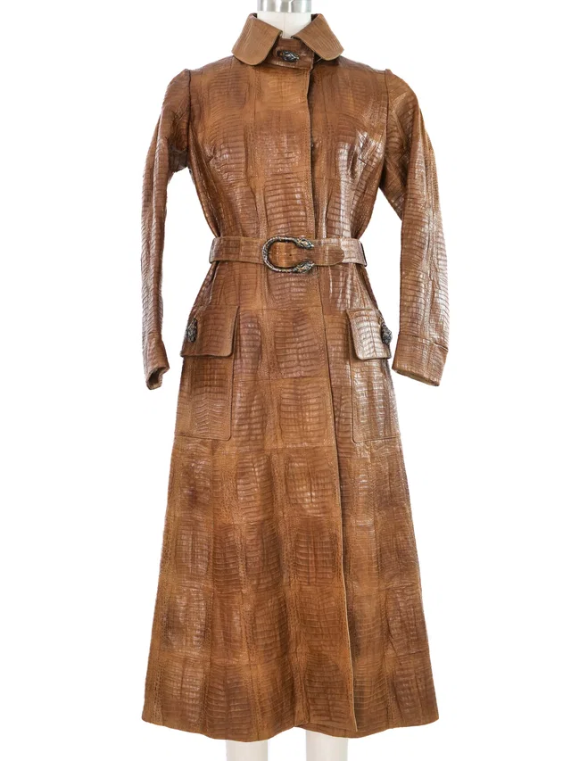 1970s Gucci Dionysus Lizard Leather Trench in Lizard from Arcade Vintage