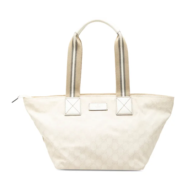 Brown Gucci GG Canvas Web Tote in Brown Canvas from Designer Revival