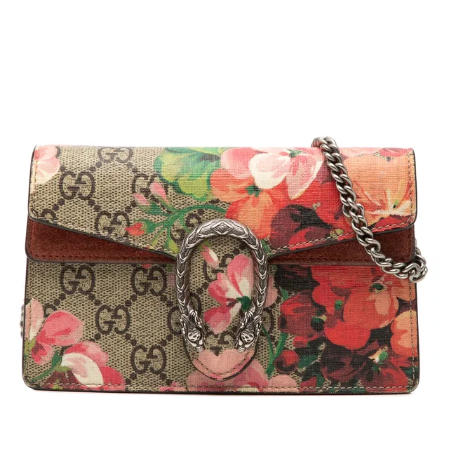 Beige Gucci Mini GG Supreme Blooms Dionysus Crossbody in Beige Suede from Designer Revival