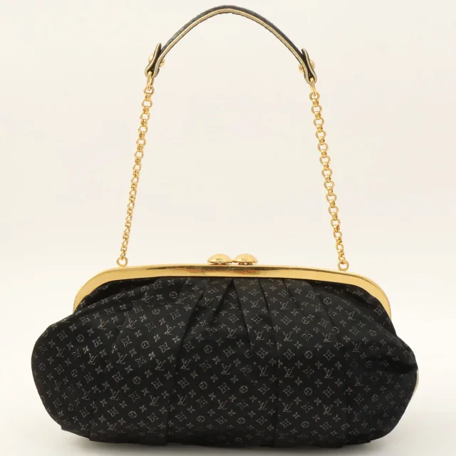 Louis Vuitton 2006 Monogram Satin Aumoniere Noir in Black Satin from VINTAGE QOO TOKYO, photo 3 of 10
