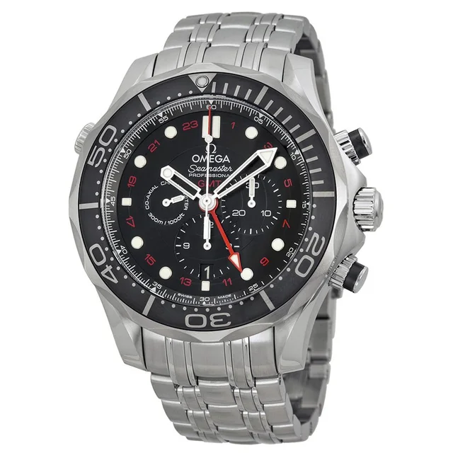 Omega Seamaster Diver Automatic Chronograph Mens Watch 21230445201001 in silver|black|gray Ceramic from Jomashop.com