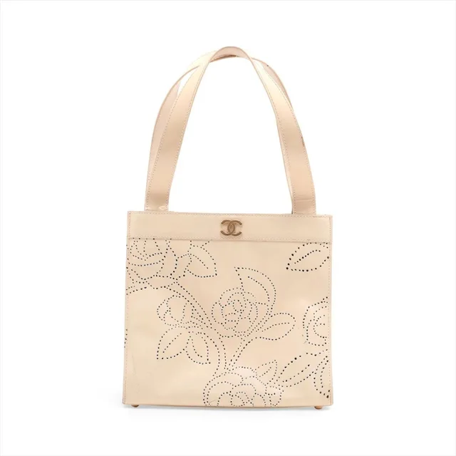 Chanel Card Camellia Leather Tote Bag Shoulder Beige in Beige Leather from The Reluxe