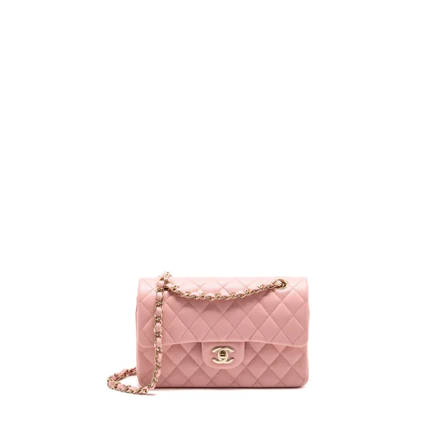 Chanel small classic double flap bag caviar light pink LGHW (microchip) in Pink Caviar leather from EMIER