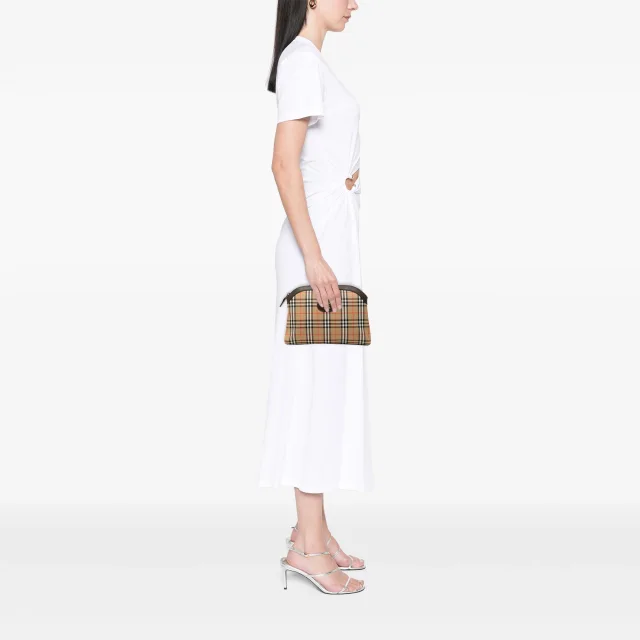 Beige Burberry Haymarket Check Canvas Clutch in Beige Canvas from Designer Revival, photo 6 of 6
